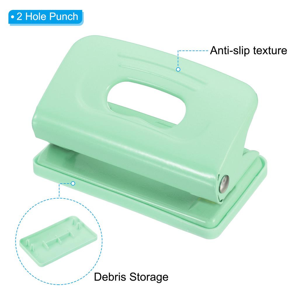 6mm 2-Hole Puncher Paper Punch Tool Portable Hole Puncher Effortless Punching for Binding Card-stock File 8 Sheet Punch Capacity