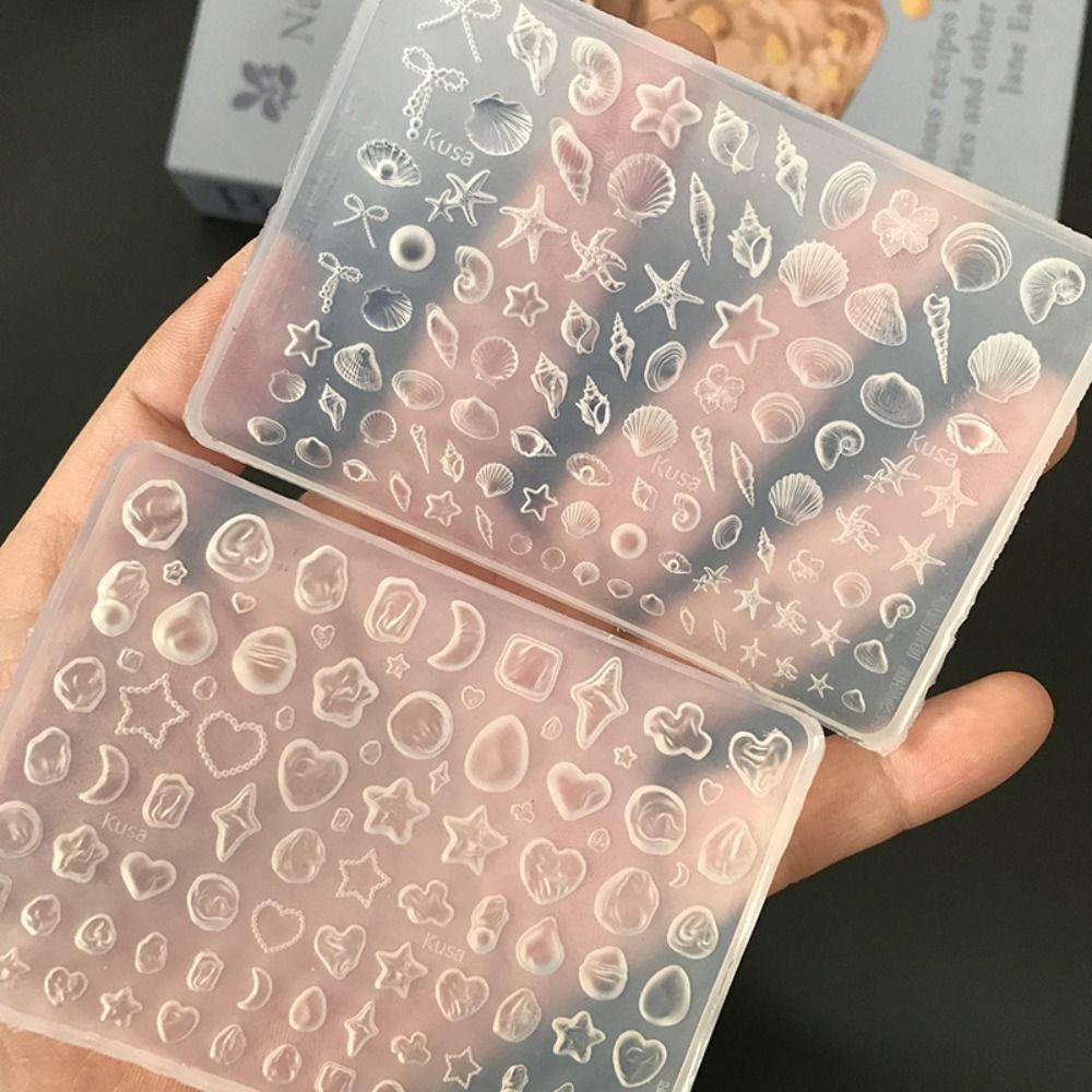 Baroque Pearls Sea Shell Pattern Nail Silicone Mold Reusable Nail Art Mold  For Beginner