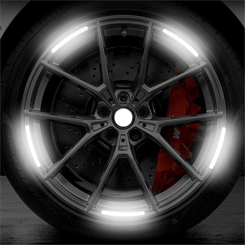 Self-adhesive Car Tire Reflective Stripes 20PCS Waterproof Night Warning Stickers for Wheel Hub Safety Driving