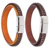 Leather Woven Bracelet Braided Wrist Band Vintage Magnetic Buckle Hand Decoration 20.5cm