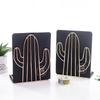 A Pair of Cactus-shaped Nordic-style Rose Gold Iron Bookends Creative Metal Telescopic Bookends and Desktop Storage Racks