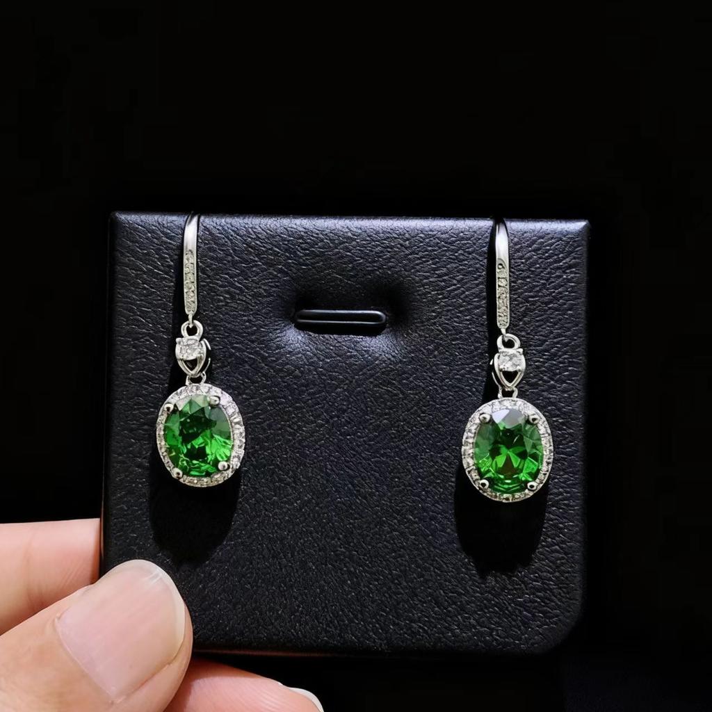 Fashion Jewelry Earrings Imitation 8 * 10 Coconut Round Ruby Sapphire Long Earrings Pigeon Egg High Carbon Diamond Earrings