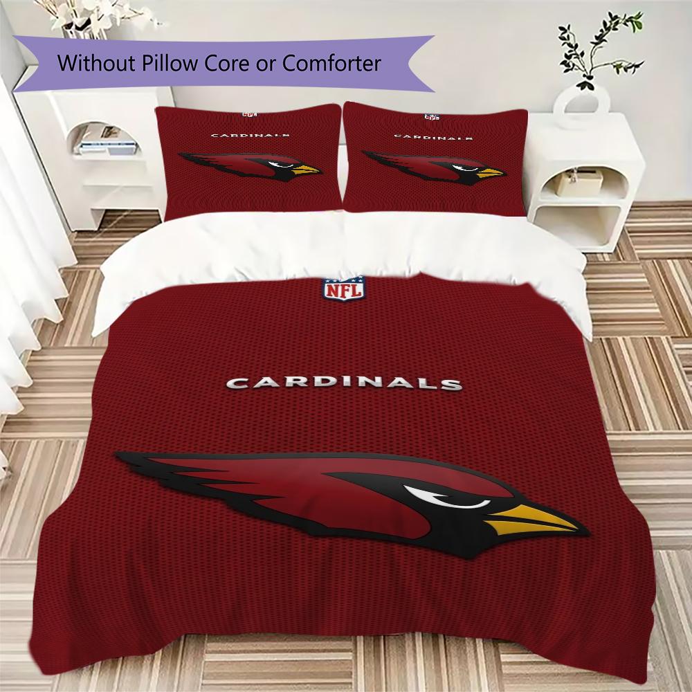 Arizona Cardinals Pattern Bedding uilt Set uilt Cover Pillowcase Home Decoration Birthday Gift (1*duvet cover + 2*pillowcase without core)