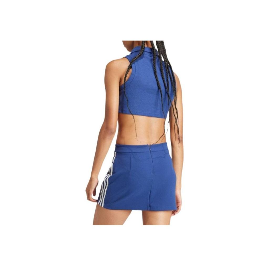 Adidas Originals Logo Embroidered Short Sleeve Crop Top Women Tops Blue IR6124