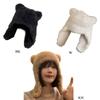 Bear Ear Hat Bear Earflap Beanie Hat Ski Hat Hooded Hat Fleece Earflap Beanie Bomber Hat Plush Trapper Hat