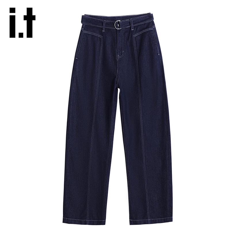 

Izzue Women s High-Waist Curved Wide-Leg Jeans M