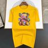 Men's Summer T-shirt Luxury Cartoon Color Painting Bear Print Summer Wear Streetwear Tops Shirt 100% Cotton Short Sleeve Tees