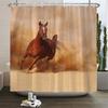 Running Horse Shower Curtains Bathroom Curtain With Hooks Decor Waterproof Animal Bath Polyester Fabric 3D Cortinas De Ducha