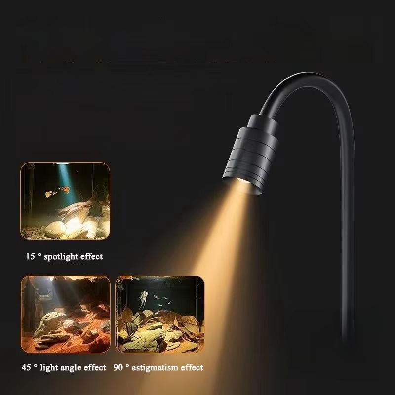 3W South American Aquarium Spotlight 3‑Color LED Fish Tank Lamp Focus Lighting Practical Aquascape Decor Light for Fish Tank Lan