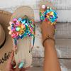 Mezzanine Flat Bottom Slippers Women's Summer Vintage Flower Casual Versatile Beach Cool Slippers