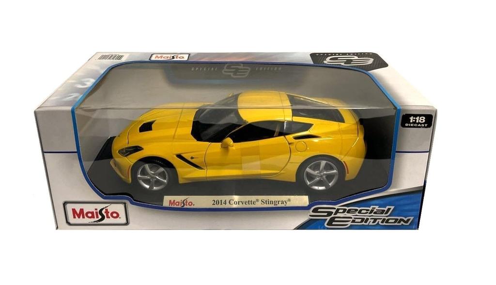 Maisto 2014 Chevrolet Corvette Stingray Yellow Scale Special Edition 2014 Chevrolet Corvette Stingray Diecast Car 1/18