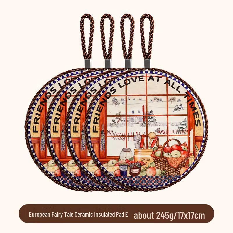 High-Temperature Resistant Retro Enamel Pot Mat – Anti-Scald Pad for Ceramic Tableware