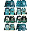 Maglia da Hockey su Ghiaccio Vintage da Uomo Team Squalo 39 Ricamata Misto Cotone Uniforme da Allenamento Sport Invernali