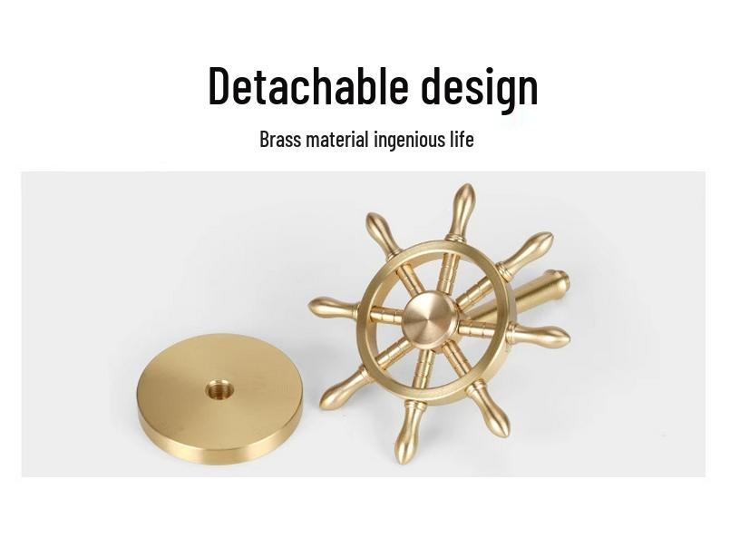 Ornement Spinner Roue de Navire en Laiton Rotatif - Décoration de Bureau en Métal & Cadeau