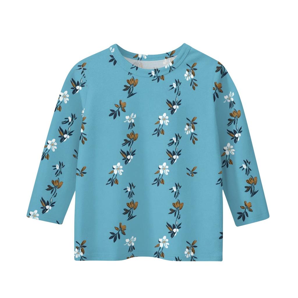 Children's 3/4 Sleeve Tops Casual  Print T Shirt Round Neck Pullover Blouse