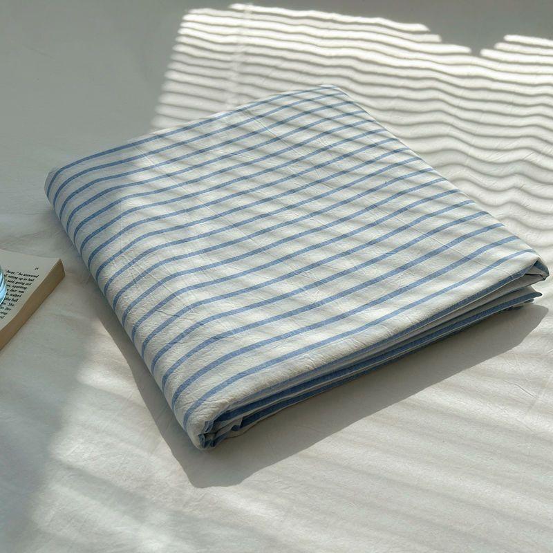 New Solid Minimalist Washed Striped Bed Sheet, Soft Bedding for Single Double Student Dormitory Home