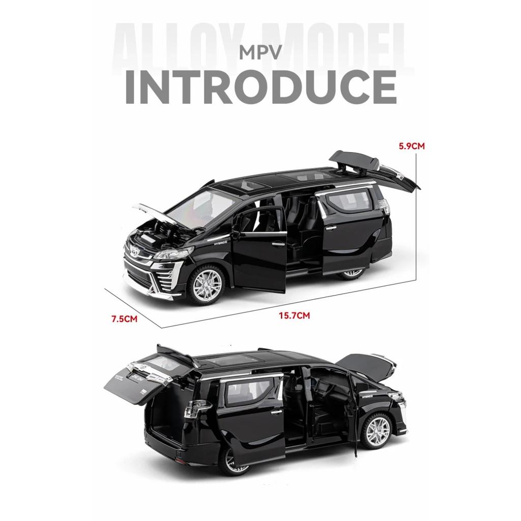 1/32 Toyota Vellfire MPV Alloy Car Model Sound and Light Pull Back Children's Toy Collectibles Birthday Gift