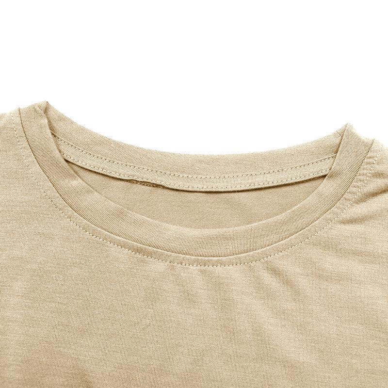 European Summer 2026 Women's Mid-Length Plain Loose T-Shirt with Five-Point Sleeves