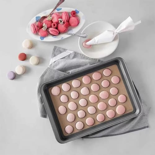 CandyKiki Waschbare und wiederverwendbare Macaron-Backmatte, Dickes Silpat, Hitzebeständig, Ofen-/Mikrowellengeeignet, Silikonmatte, Backblech, Dumarl Backmatte, Cooki