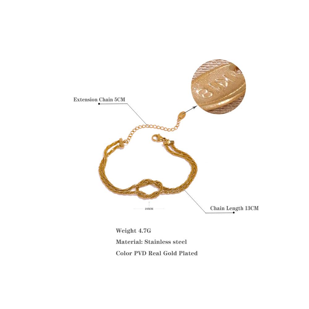 Yhpup Charm 316 Stainless Steel Gypsophila Knot Chain Cuff Bracelet for Women 18k Gold Plated Adjustable Bangle Bijoux Gift