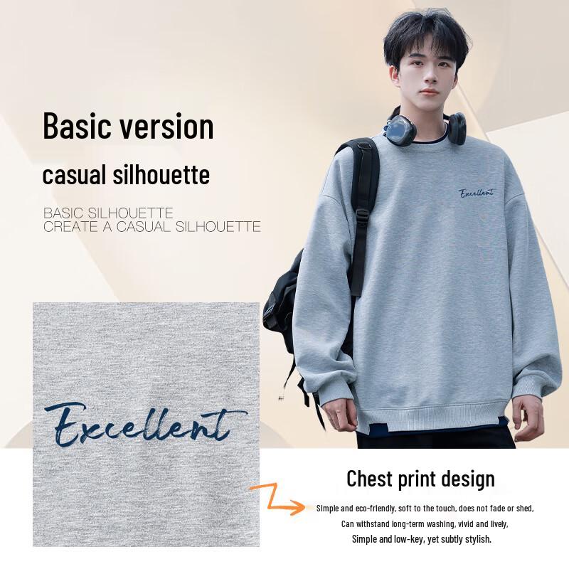 Men's Simple Letter Round Neck Long Sleeve T-Shirt