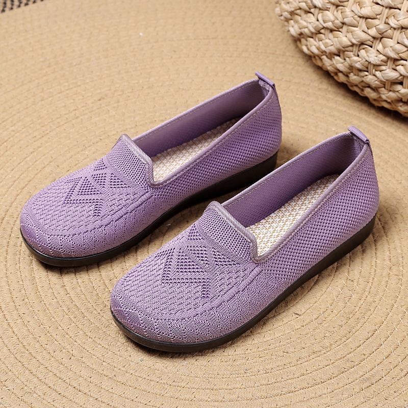 

Туфли из ткани женские туфли весна 2025 новые одинарные туфли мягкая подошва дышащая плетеная повседневная обувь для среднего и пожилого возраста однопедальная обувь для мам 40