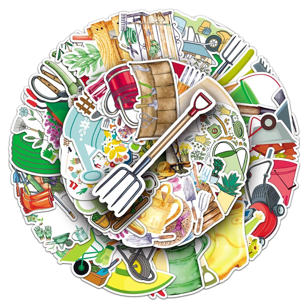51PCS Garden Tools Cartoon Graffiti Stickers for Personalizing Suitcases, Water Bottles, and Computers