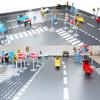 MOC Stadt Ampeln Straßenschilder Straßensperre Ampel Geschwindigkeitsbegrenzung Menschlicher Straßen Parkplatzschild Bausteine Szene Spielzeug