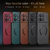Luxury Leather Magnetic Magsafe Case for POCO X6 X5 Pro F5 Pro C65 M6 Car Mount Case Silicone Shockproof Full Protection Cover