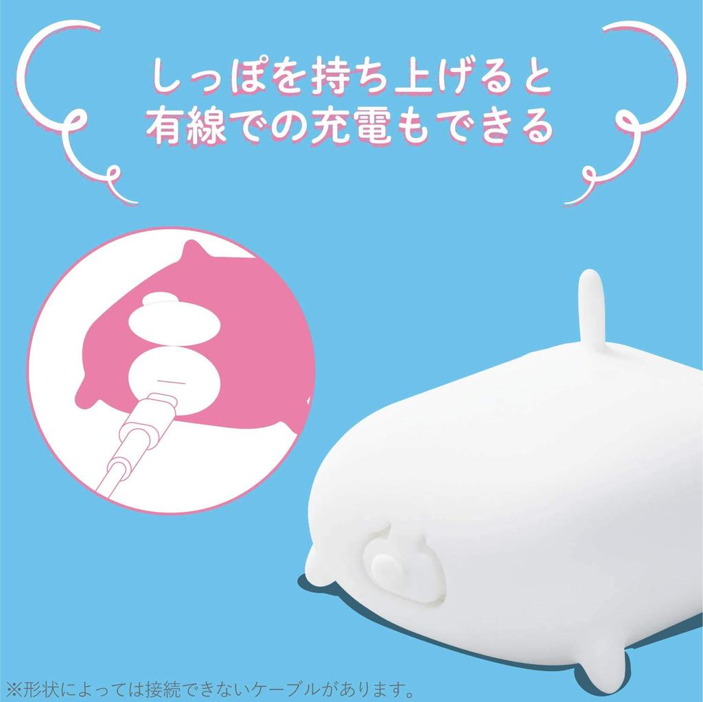 Elecom Funda para AirPods, Funda de Silicona, Compatible con Carga Inalámbrica, Diseño de Animales, con Tapa para el Conector, Diseño de Conejo (Ava-APSCANRAB)