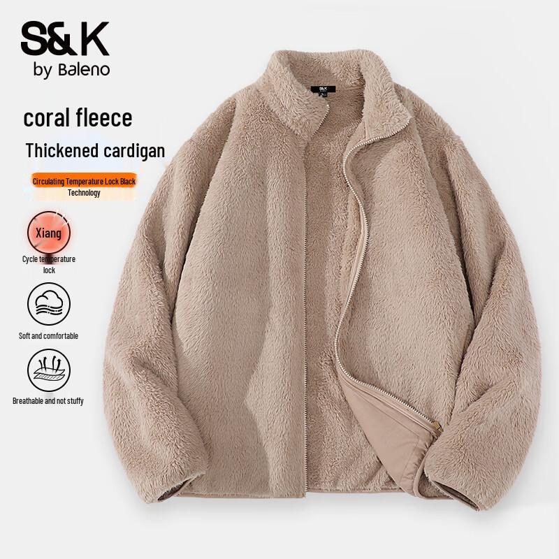 Baleno Men s Coral Fleece Stand Collar Cardigan Jacket 3XL