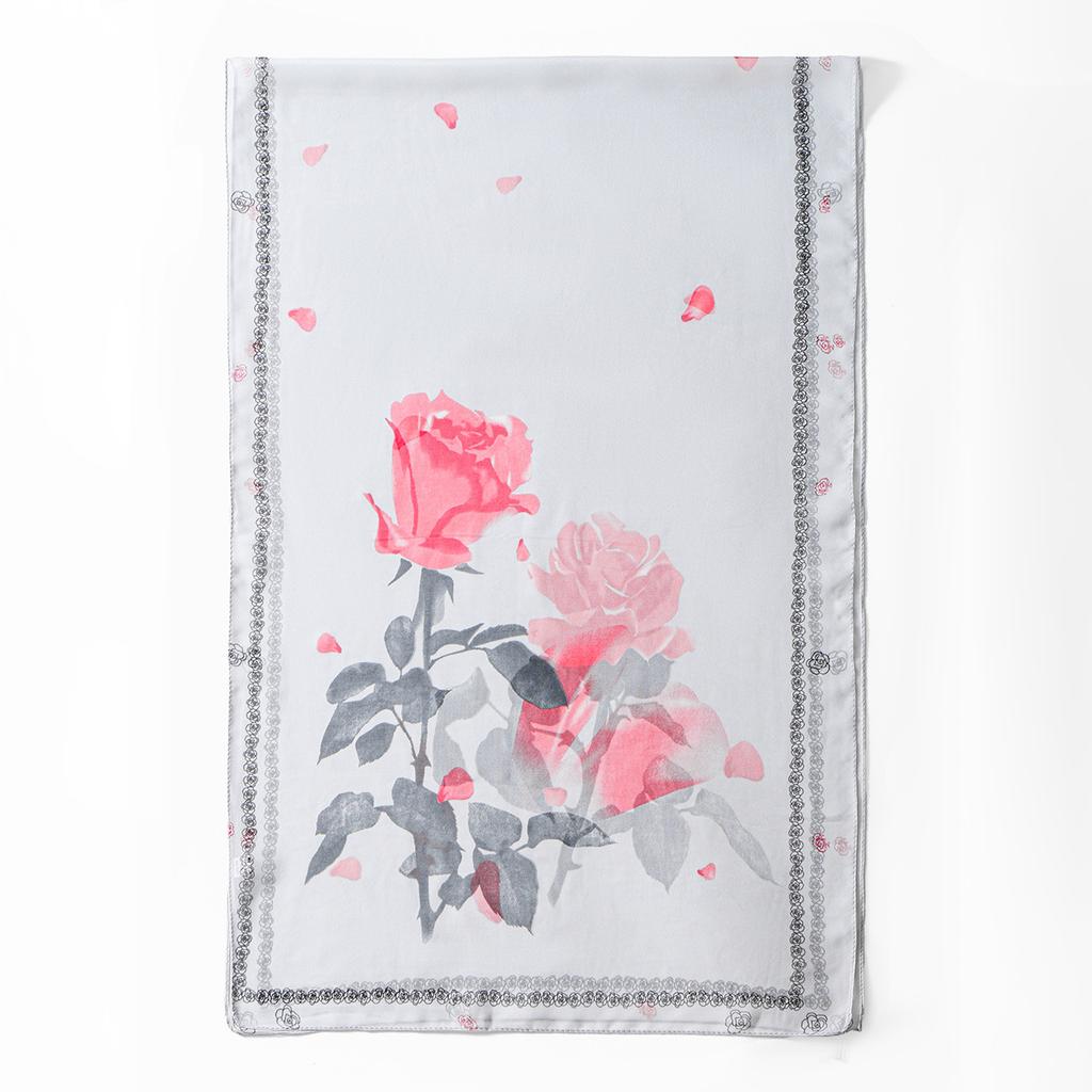 New Qiaoqisha Silk Scarf Women In Spring Summer Autumn Flower Printed Sunscreen Winter Versatile Fashion Color Long
