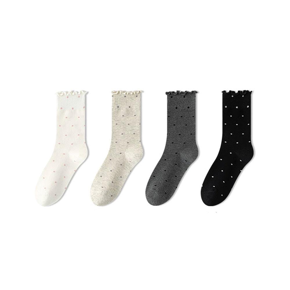 

4 пари Y2K Кавайні шкарпетки для жінок Хараджуку горошок бавовняні милі шкарпетки до щиколотки набір One Size