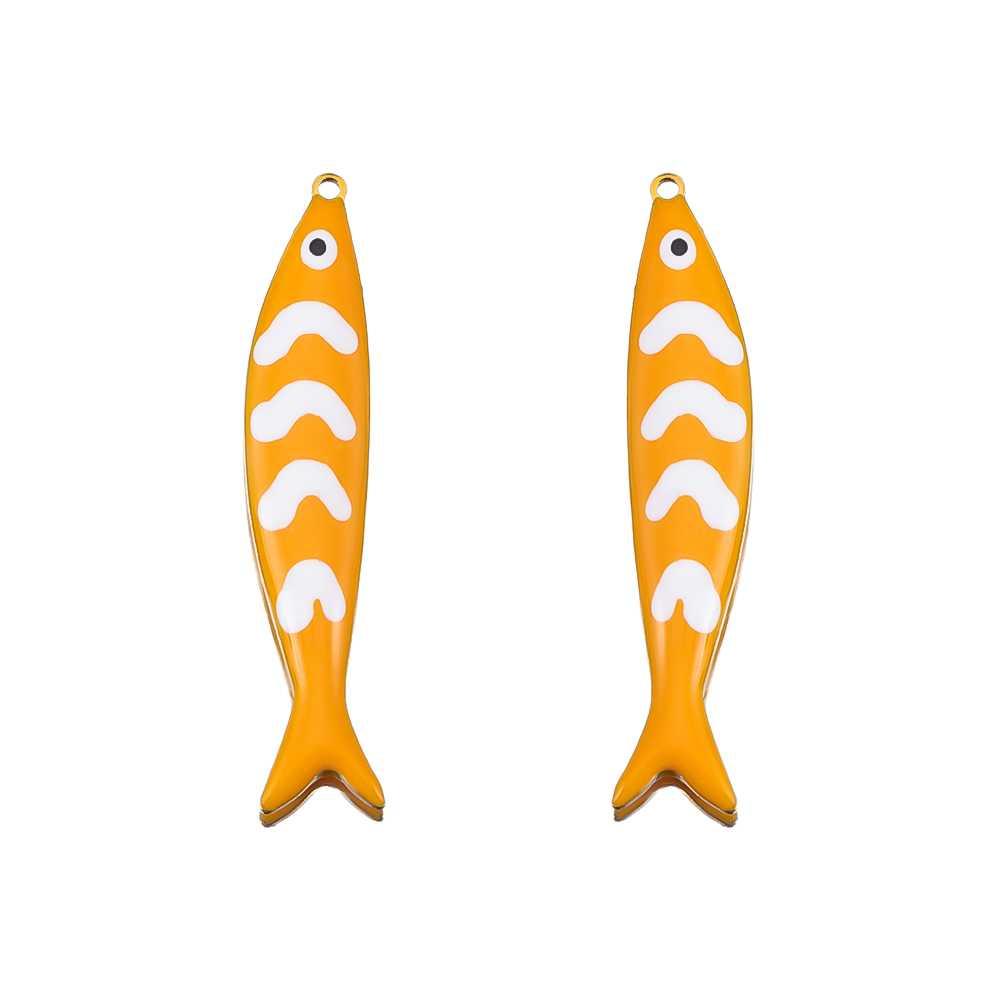 2pcs Stainless Steel Orange Enamel Retro Anklet Charm Bohemia Gold Plated Pendant Base for DIY Earring Necklace Jewelry Findings
