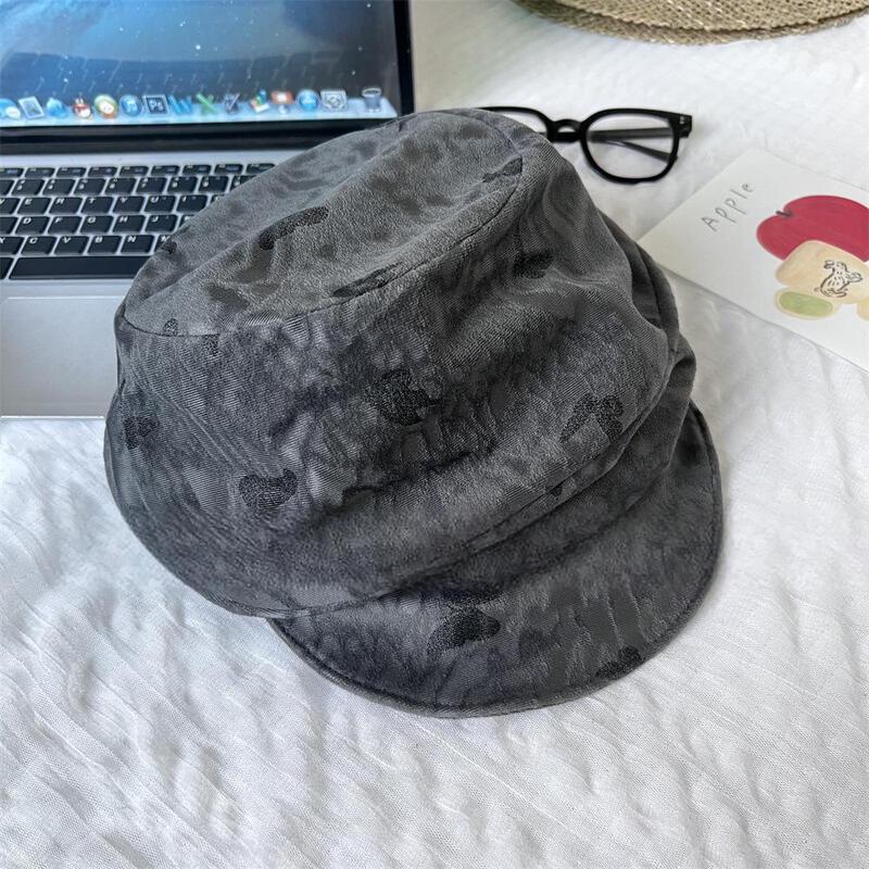 Бархатный восьмиугольный берет с принтом бабочек