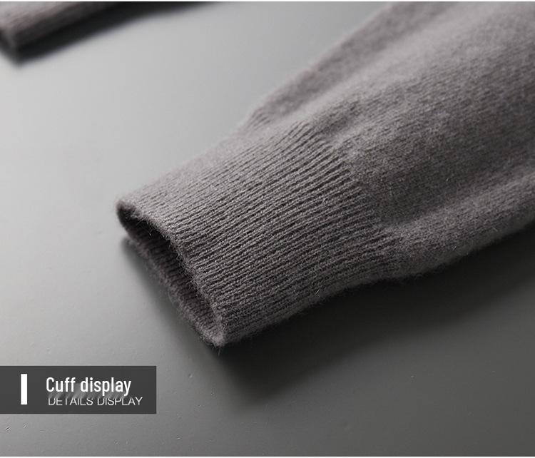 Men's Seamless Cashmere Sweater, Half-High Collar, Solid Color, Loose Fit, Plus Size, Ideal for Middle-Aged, Autumn/Winter Base Layer.