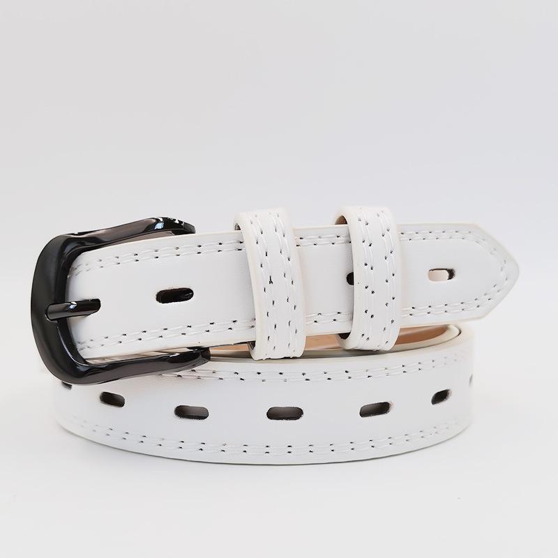 Women's Belt Double-line Trendy PU Belt Student Jeans Dress Belt