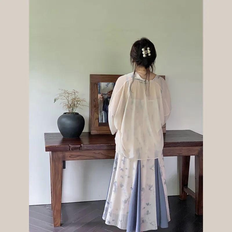 Set di Abiti Hanfu Estivi Eleganti Retrò Taglie Forti per Donne