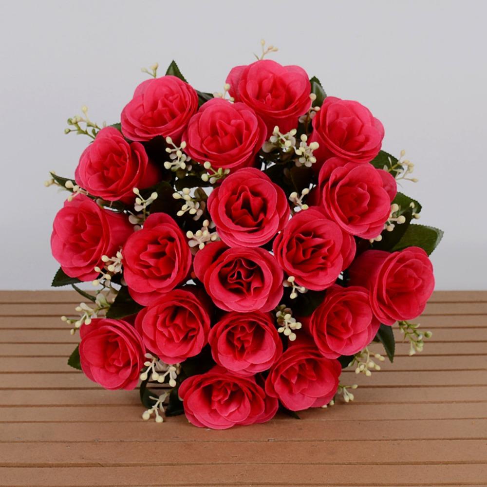 18 Heads Real Happy Flower Mini 10 Colors Natural Simulated Rose Photography Photo Gift Rose Flowers Decorative Home Decorative