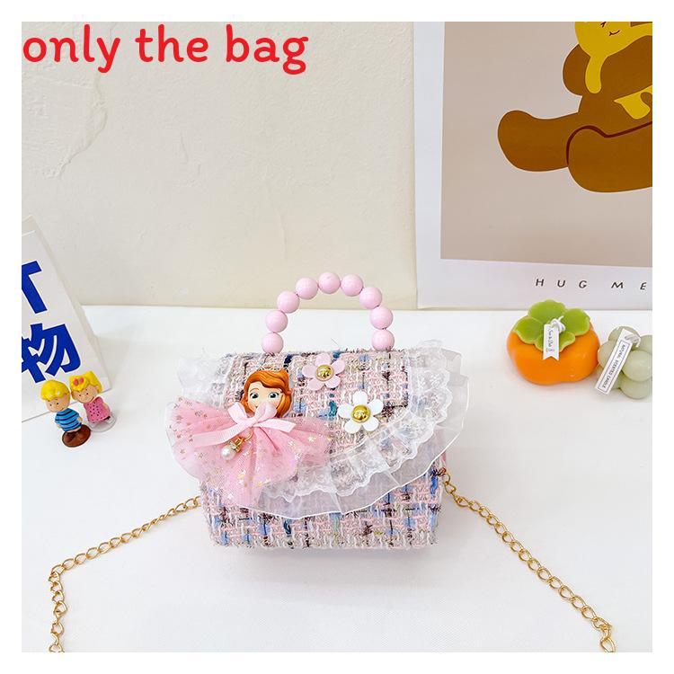 Childrens Cartoon Pattern Pu Shoulder Bag With Artificial Pearl Bow And Flower Decoration For Daily Casual Wear
