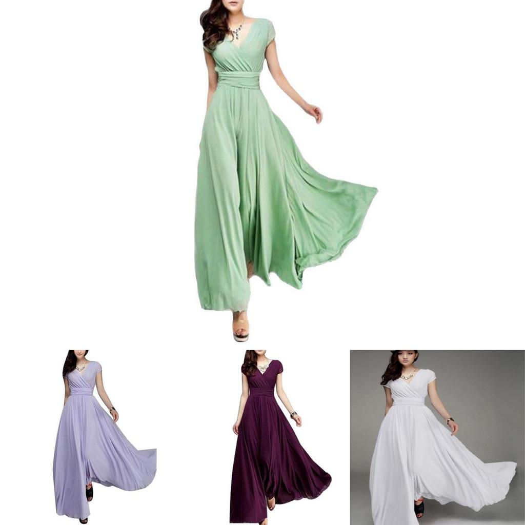 Elegant Women Long Formal Evening Prom Party Bridesmaid Chiffon Ball Gown Cocktail Dress For Special Occasions