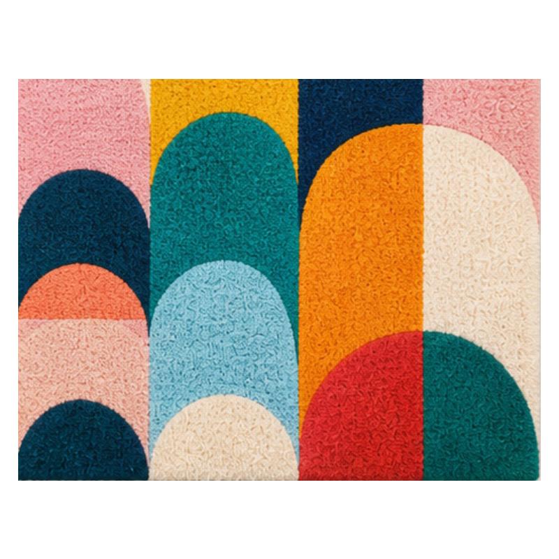 Geometric Abstract Latch Hook Pillow & Rug Kit DIY Section Embroidery for Home Decor, Modern Gift