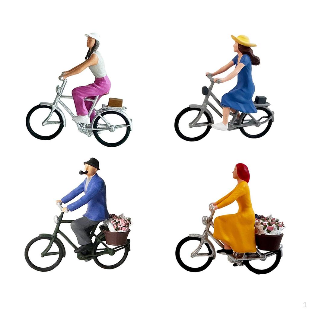 4 Pieces 1/64 Cyclist Figure Set Cycler Figurine Dioramas Stimulated DIY Scene Photo Prop Resin