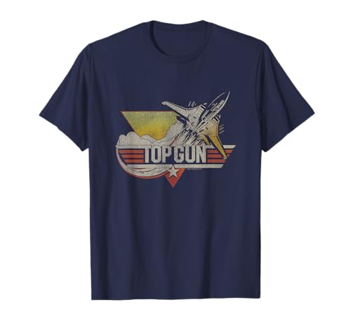 Top Gun Iconic Flying Jet Distressed Retro Big Chest Logo T-Shirt