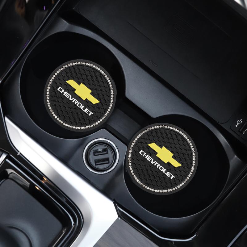 2Pcs Silicone Car Cup Mat Anti Noise Coaster Accessories For Chevrolet Spark Captiva Cruze Malibu Equinox Trax Camaro Blazer