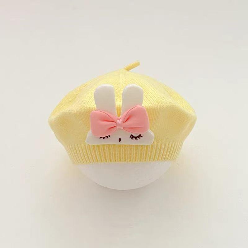 Słodki kreskówka królik dziecko beret czapki miękkie niemowlę maluch beret czapki jesień zima jednolity kolor kapelusz słodkie ciepłe dzieci czapki prezenty
