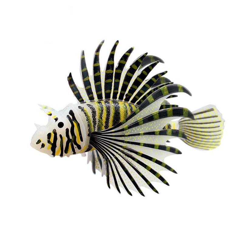 1/4pcs Aquarium Ornament Non-Toxic Home Decor Realistic Silicone Lionfish Floating Fake Fish Glow-in-the-Dark Artificial