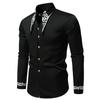 Spring New Fashion Men's Long Sleeve Shirt Men European and American Palace Embroidered Shirts Male Casual Social Wedding Party