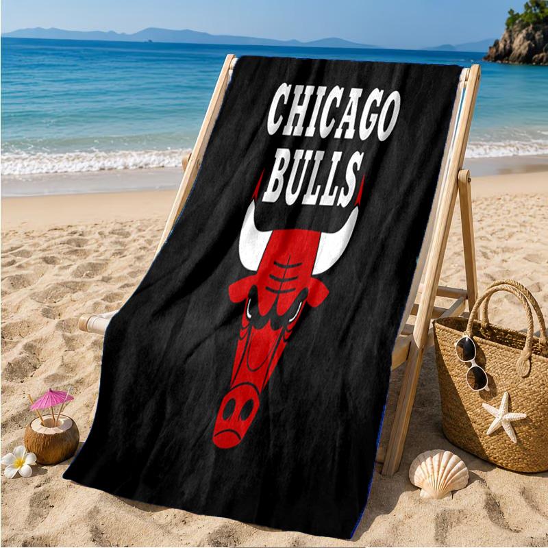 Chicago-Bulls Logo Beach Towel Microfiber Beach Towel, Lightweight and Quick-Dry, for Summer Travel, Swimming Pool Fan Birthday Gift