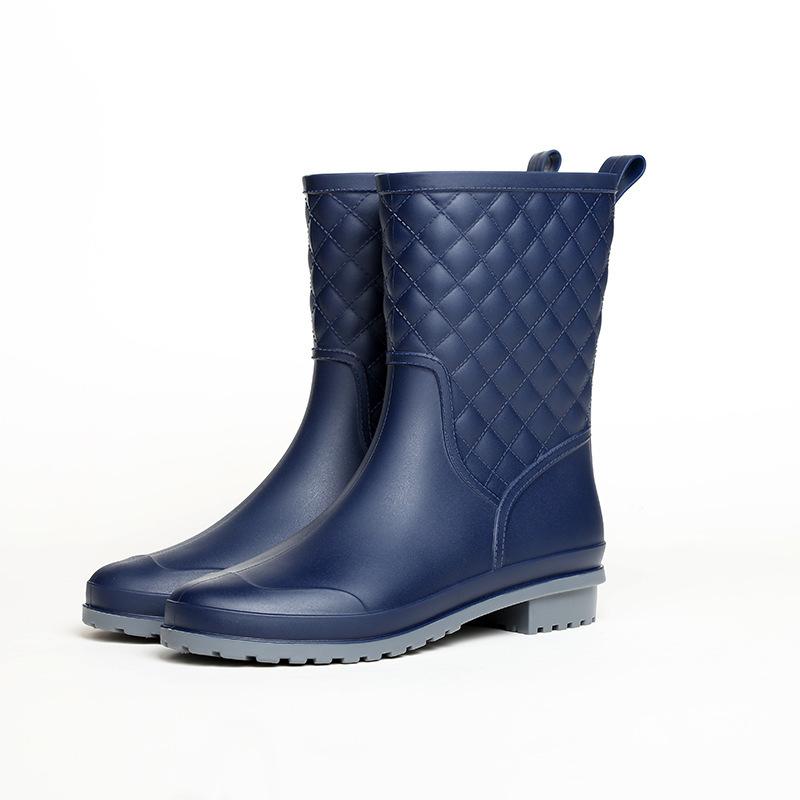 Women Rain Boots Fashion Non-Slip Women Boots Plaid Casual Rubber Shoes Comfor Wear-resistant Women's Waterproof Shoes